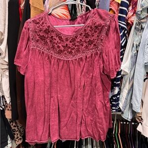 Torrid Deep Maroon Floral Blouse